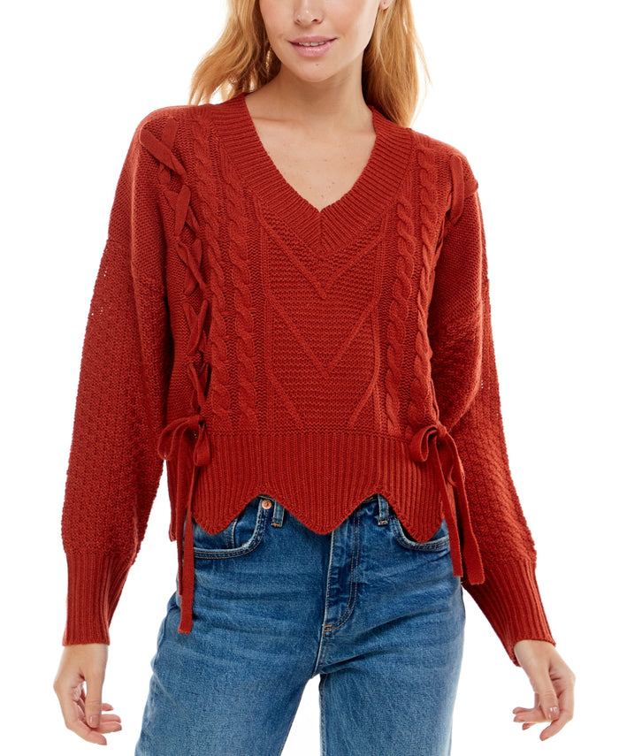 Ultra Flirt Juniors Mixed Cable-Knit Sweater by Vanessa Jane