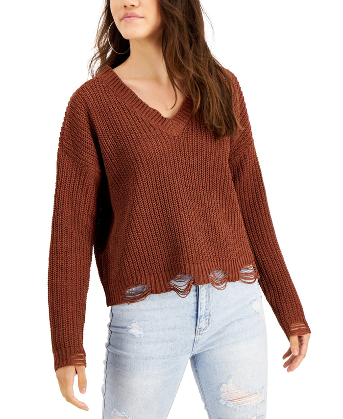 Planet Gold Juniors Deconstructed Chenille Sweater by Vanessa Jane
