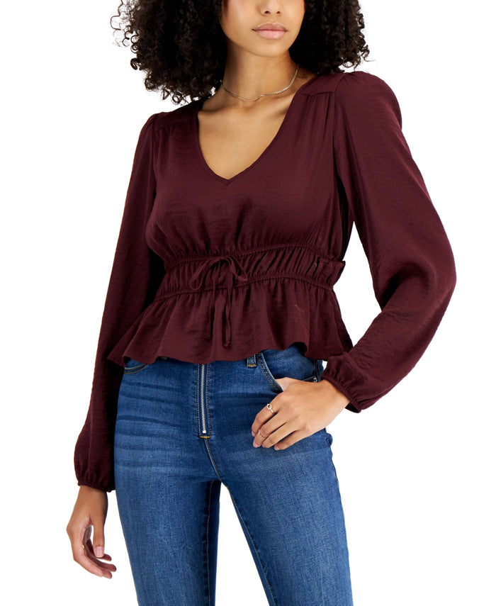 Hippie Rose Juniors Cropped Peasant Top, Size Medium by Vanessa Jane