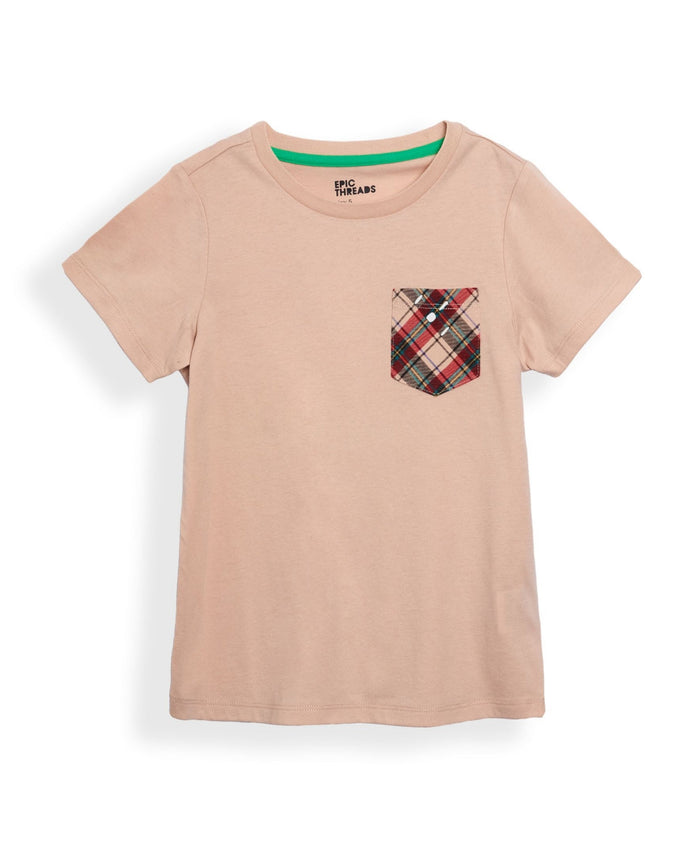 EPIC THREADS Toddler Boys Short Sleeve Plaid Pocket T-shirt, Size 4 by Vanessa Jane