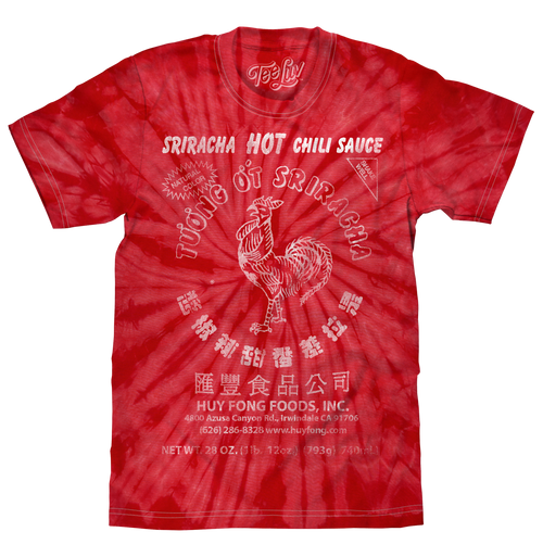Faded Tuong Ot Sriracha Tie Dye T-Shirt - Spider Red by Tee Luv