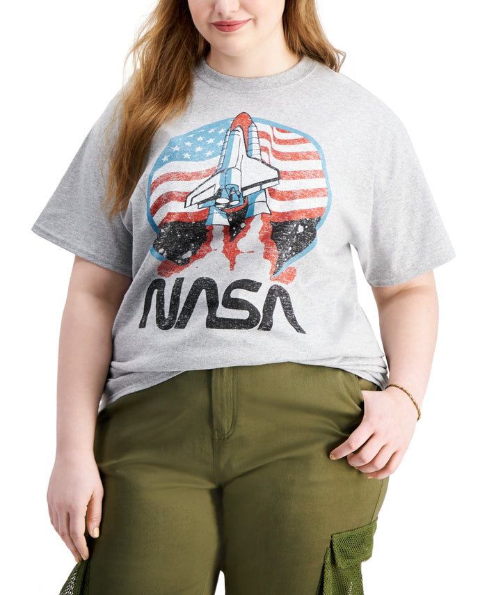 Love Tribe Trendy Plus Size NASA Launch T-Shirt – Athletic Heather, Size 3X by Vanessa Jane