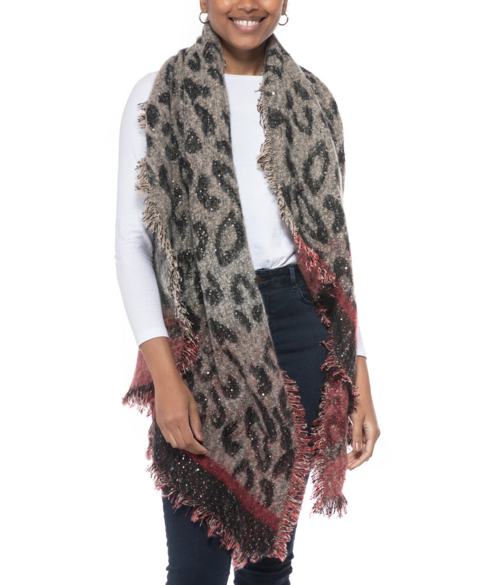 Inc International Concepts Leopard Sequin Wrap by Vanessa Jane