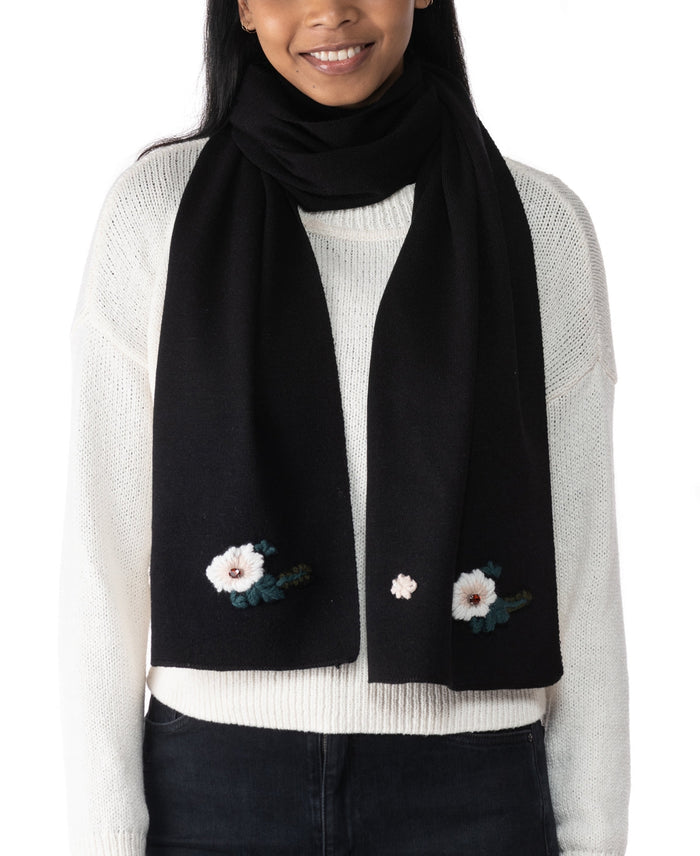 Inc International Concepts Womens Floral Embroidered Scarf – Black – Floral by Vanessa Jane