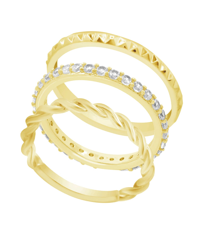And Now This Triple Stack Cubic Zirconia Ring, Gold Plate, Size 8 by Vanessa Jane