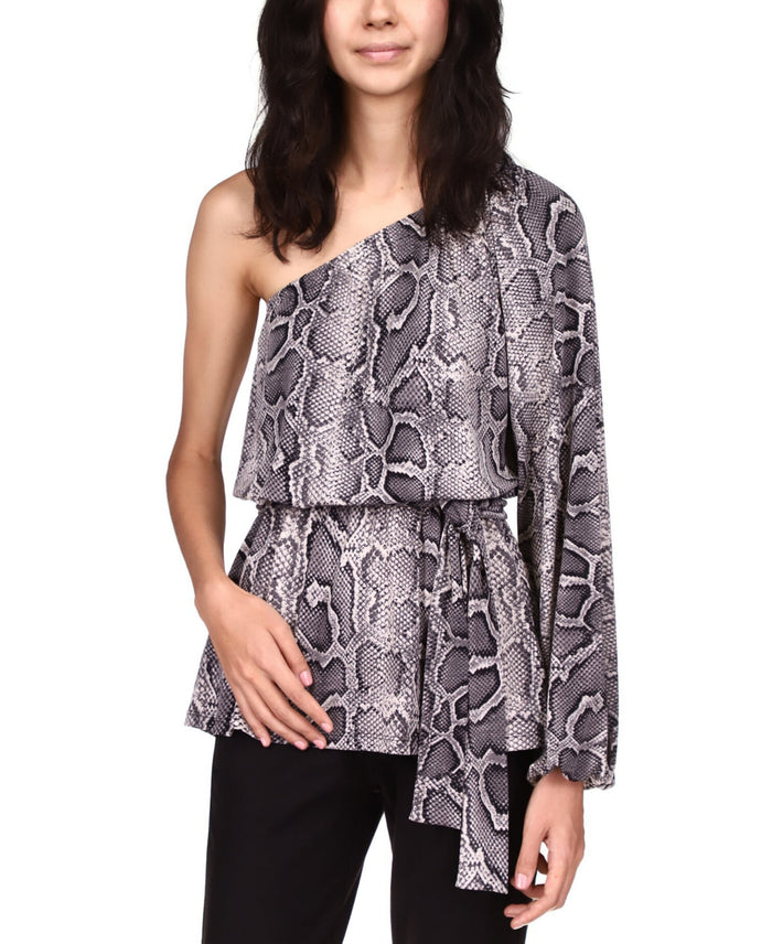 Michael Michael Kors One-Shoulder Snake-Print Tunic, Size XXS by Vanessa Jane