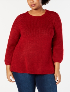 Style & Co. Womens Plus Knit Crew Neck Pullover Sweater by Vanessa Jane