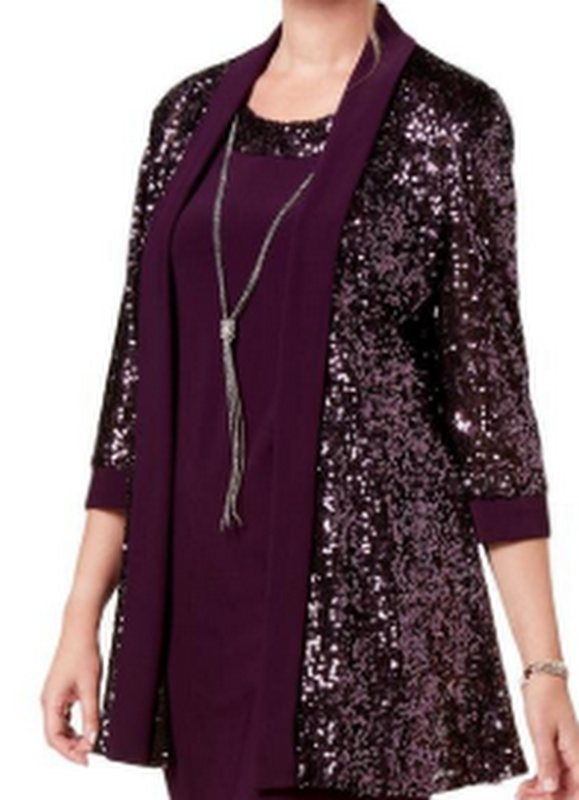 R&M Richards Womens Metallic Sequined Blazer, Size 8 by Vanessa Jane