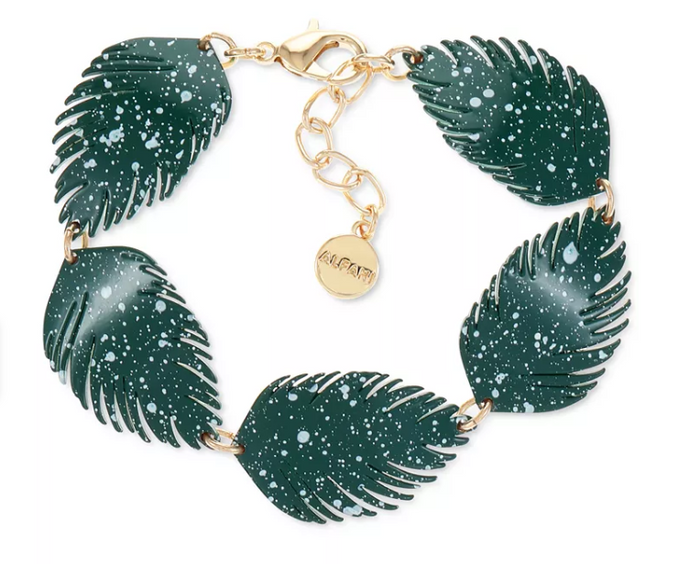 Alfani Gold-Tone Colored Palm Leaf Flex Bracelet by Vanessa Jane