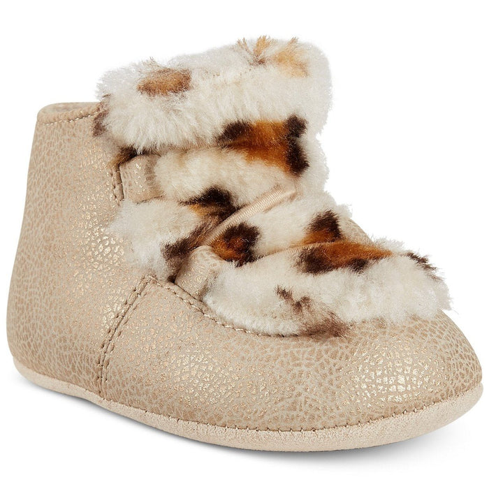 First Impressions Baby Girl 2-3 Months Faux Fur Chukka Boots NWT Shiny Tan by Vanessa Jane