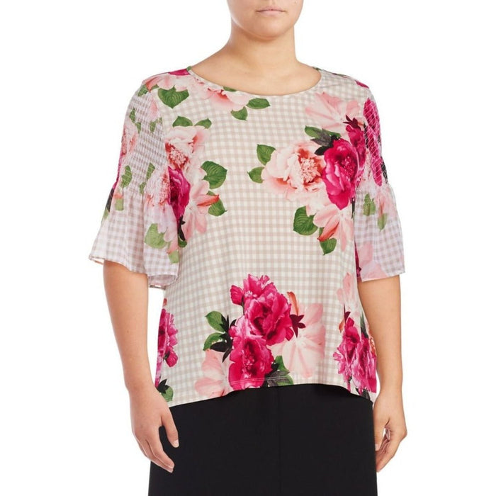 Calvin Klein Floral-Print Flutter-Sleeve Top,Size Medium by Vanessa Jane