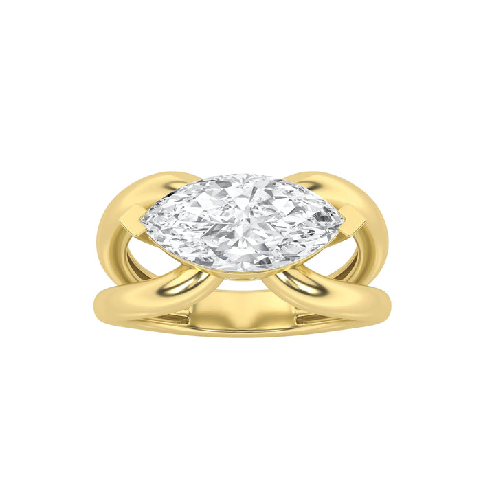 2Cttw Marquise Shaped Lab Grown Diamond (G/VS) East West Solitaire Engagement Ring 14K Gold by Fine Color Jewels