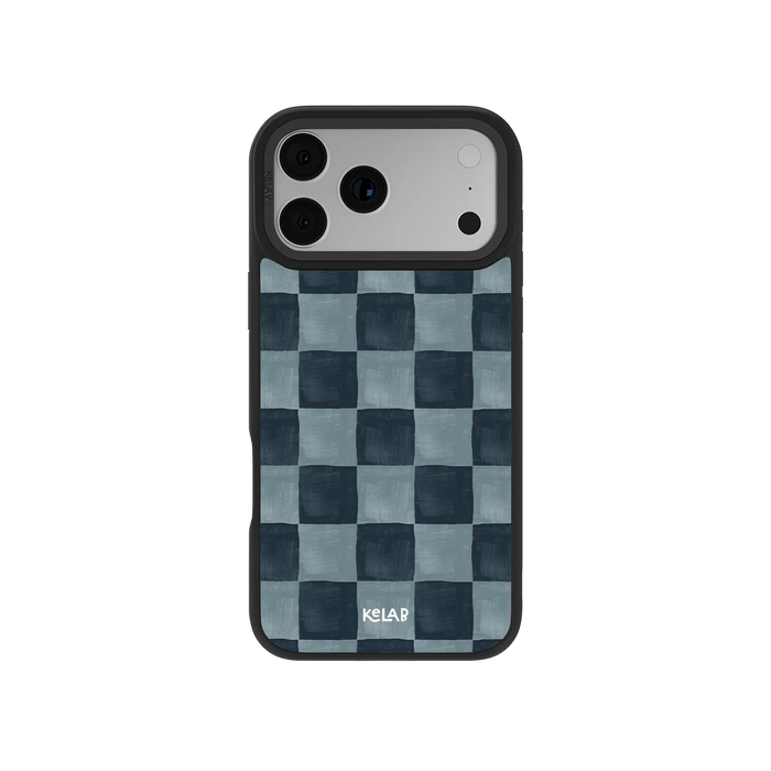 Marine Check | Navy Blue Checkered iPhone Case by KELAB