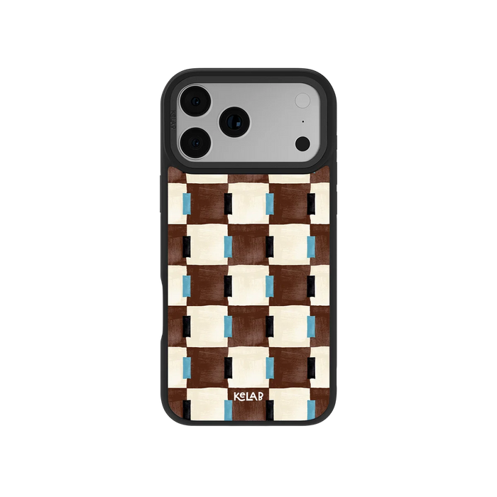 Cerulean Check | Blue & Brown Checkered iPhone Case by KELAB