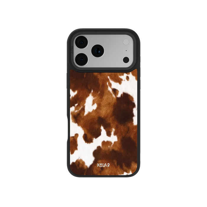 Milk & Mahogany | Brown Cow Print iPhone Case by KELAB