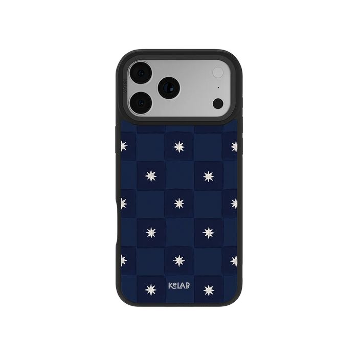 Celestial Check | Navy Checkered iPhone Case by KELAB
