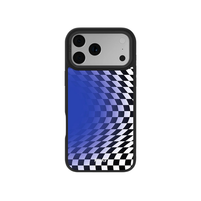 Blue Illusion | Blue Checkered Optical Illusion iPhone Case by KELAB