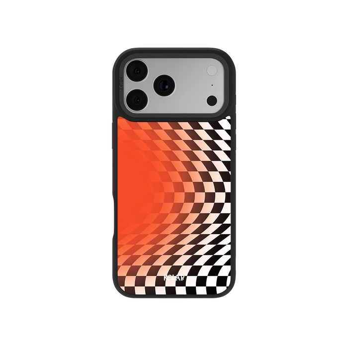 Sunflare | Orange Checkered Optical Illusion iPhone Case by KELAB