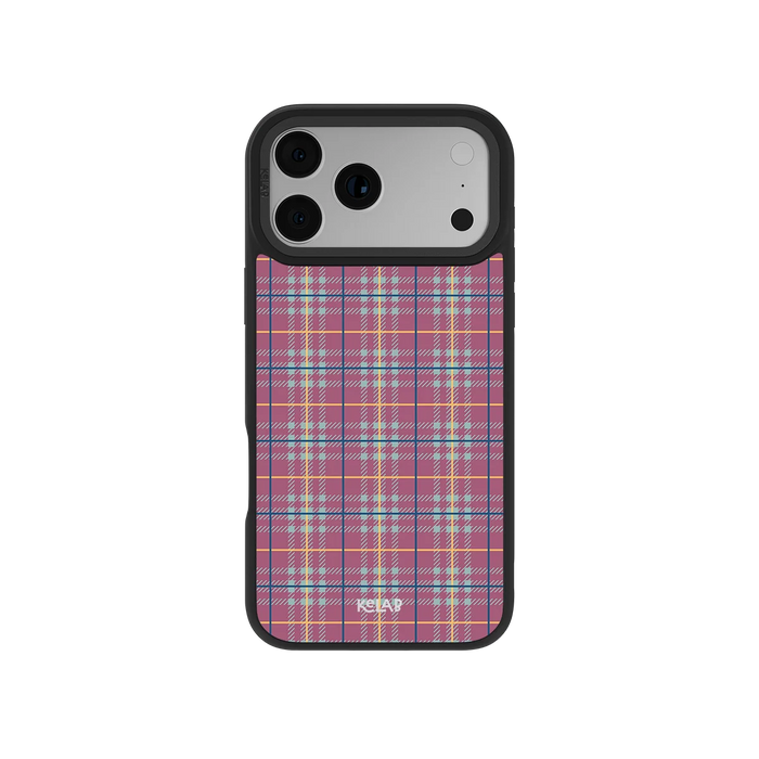 Mullberry Hue | Mauve & Teal Plaid iPhone Case by KELAB
