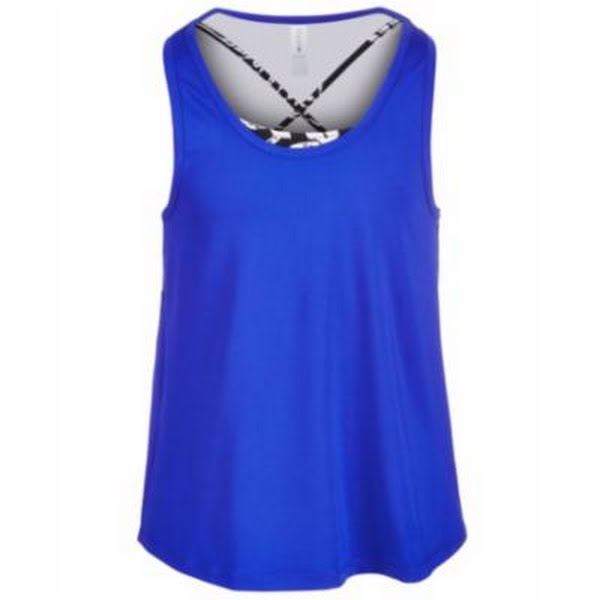 Ideology Big Girls Mesh-Back Layered-Look Tank Top by Vanessa Jane