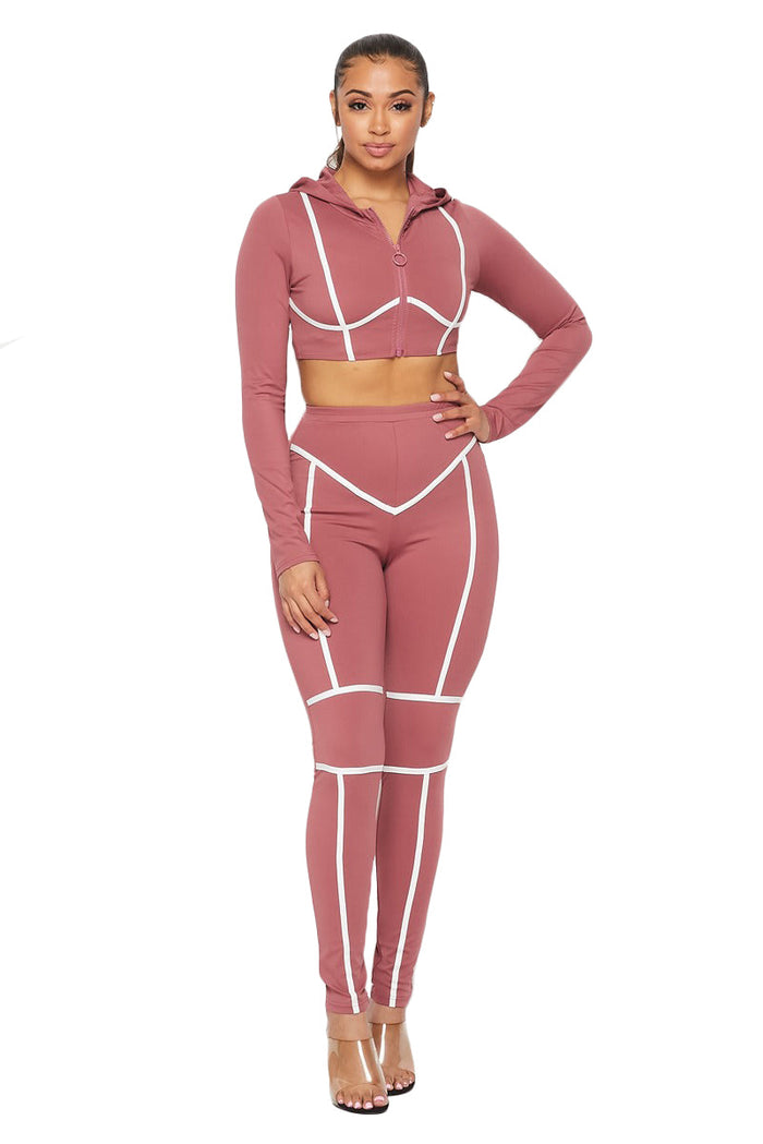 2 PC Spandex Cropped Hoody Jacket Legging Suit {2 colors available} by The House of Stylez