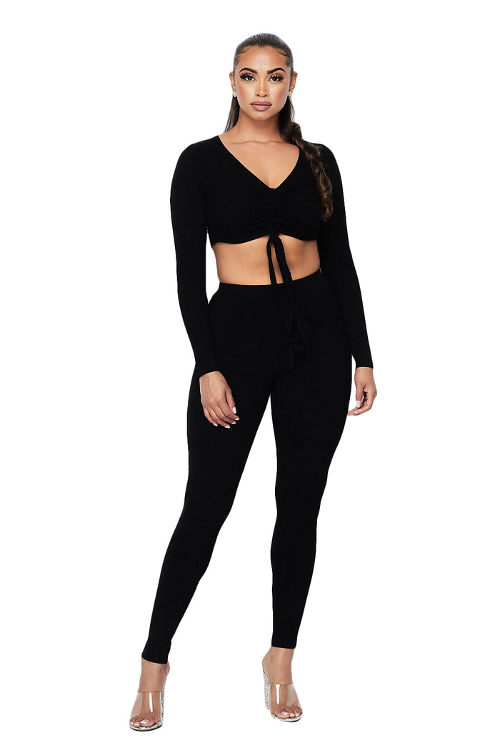 2 PC Ribbed Cropped Top Set by The House of Stylez