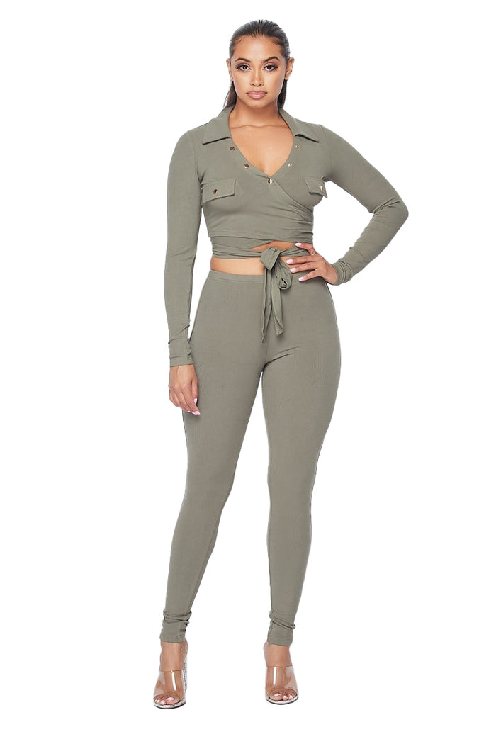 V-neck Wrap Around 2 pc Set by The House of Stylez