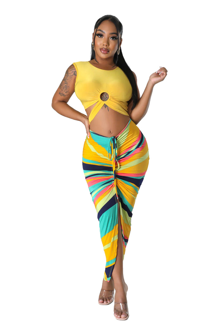 2 PC Crop Top Skirt Set by The House of Stylez