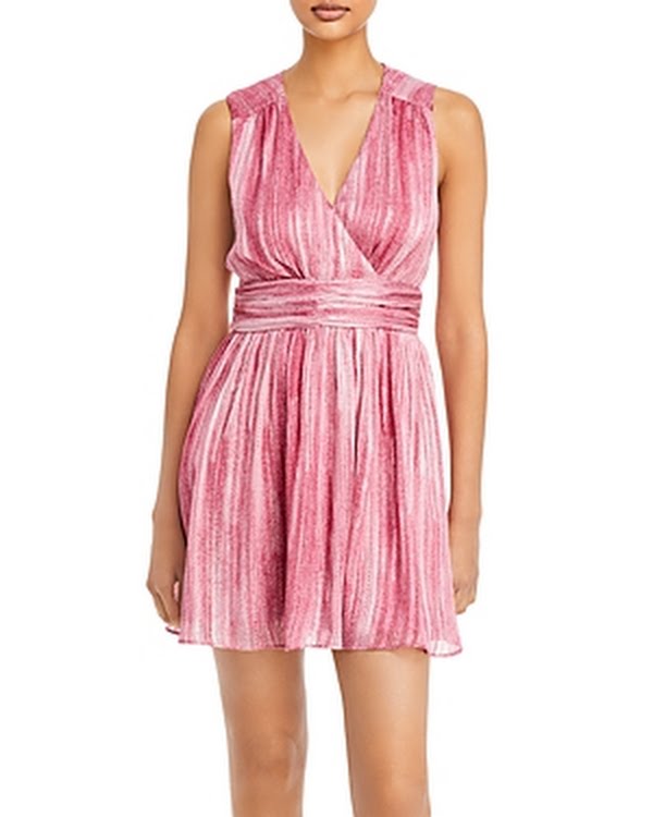 Aqua Shimmer Stripe Mini Dress, Size Large by Vanessa Jane
