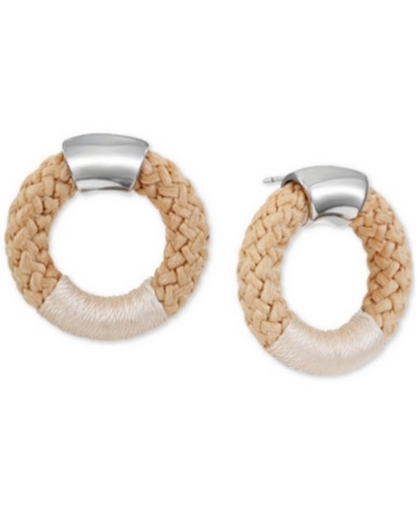 Alfani Silver-Tone Braided Rope Doorknocker Drop Earrings by Vanessa Jane