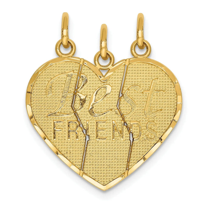 3-piece 14k Gold Best Friends Break-apart Pendant by Fine Color Jewels