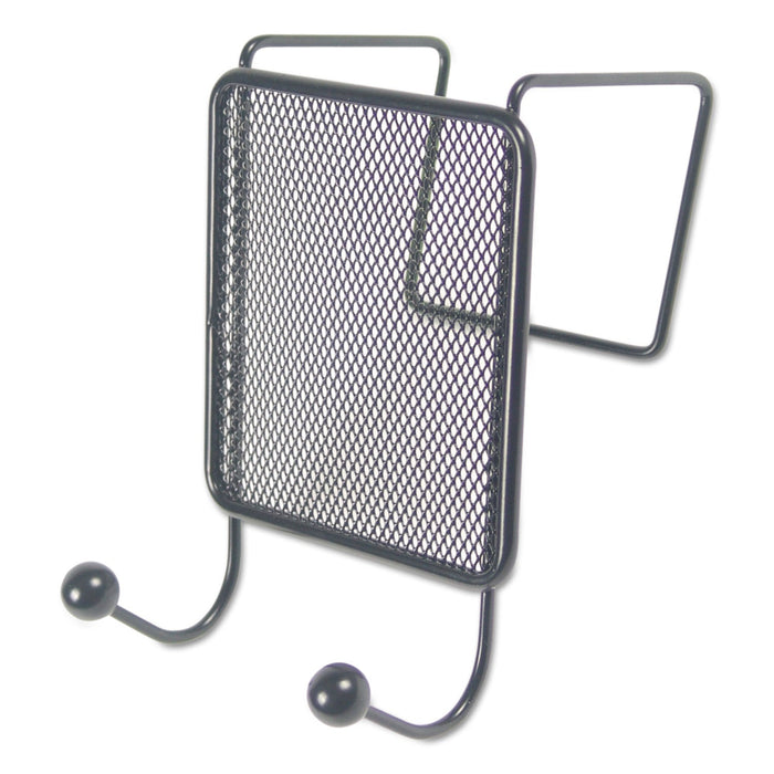 Universal Wire Mesh Partition Coat Hook, 4.13 x 5.25 x 6, Over-the-Door/Over-the-Panel Mount, Black