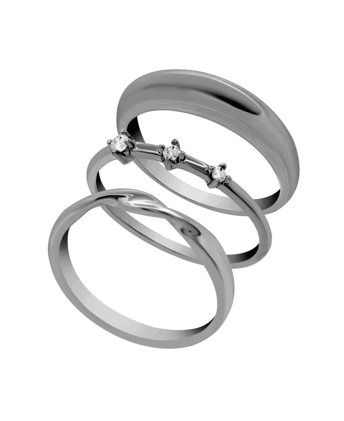 And Now This High Polish Cubic Zirconia Trio Ring Set in Silver Plate, Size 7 by Vanessa Jane