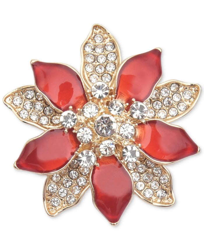 Charter Club Gold-Tone Crystal Poinsettia Pin by Vanessa Jane