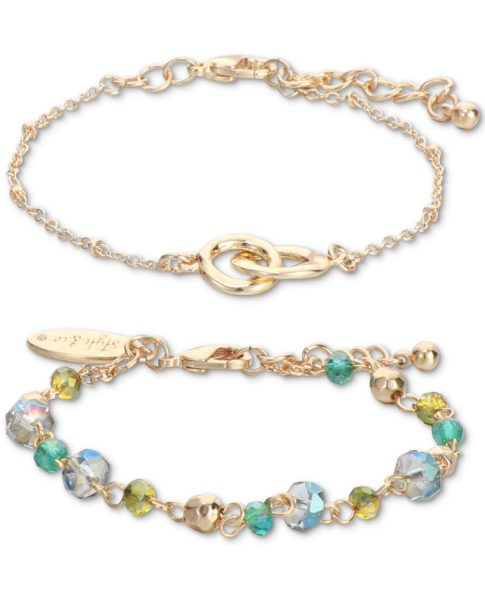 Style and Co Gold-Tone 2-PC. Set Linked Ring and Beaded Bracelets by Vanessa Jane