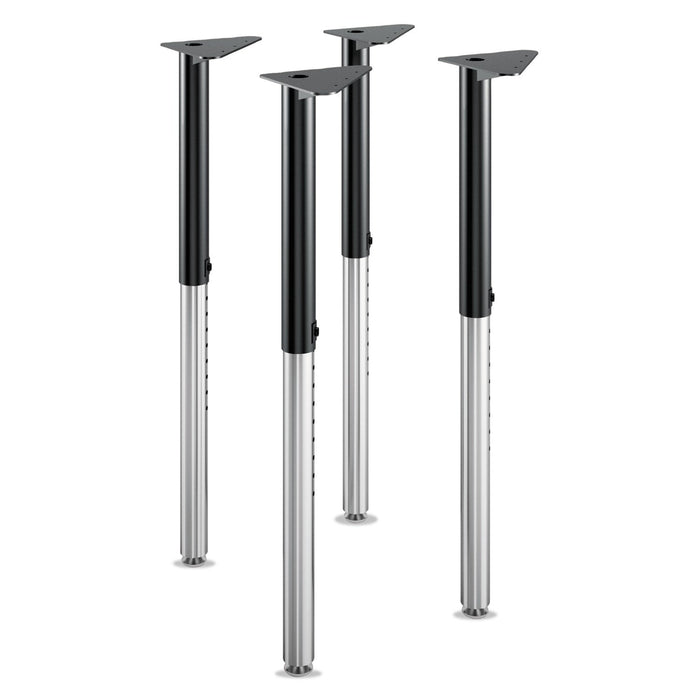 HON Build Adjustable Post Legs, 22" to 34" High, Black, 4/Pack