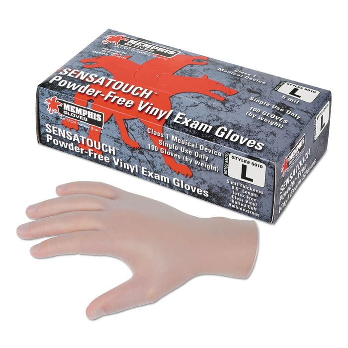 MCR Sensatouch Clear Vinyl Disposable Medical Grade Gloves, Medium, 100/BX, 10 BX/CT