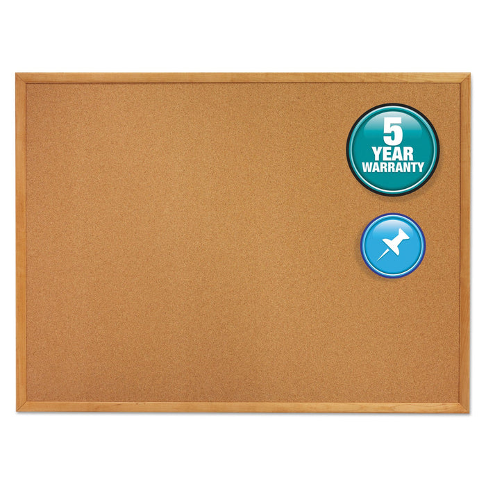 Quartet Classic Series Cork Bulletin Board, 96 x 48, Oak Finish Frame