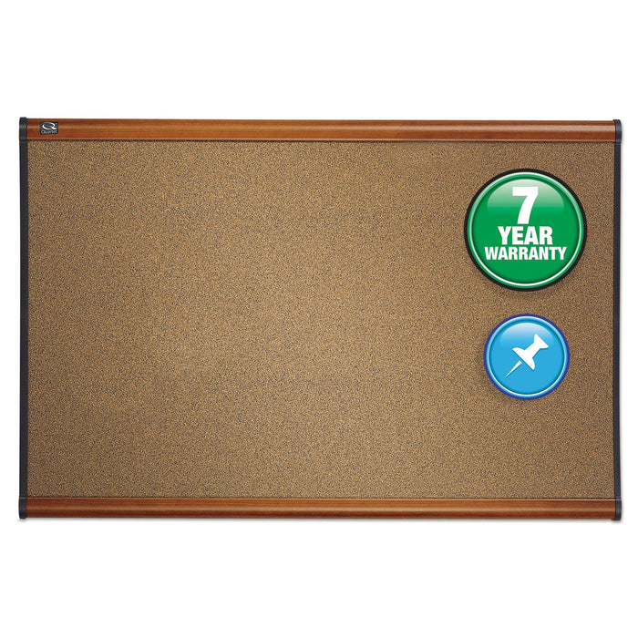 Quartet Prestige Bulletin Board, Brown Graphite-Blend Surface, 48 x 36, Cherry Frame
