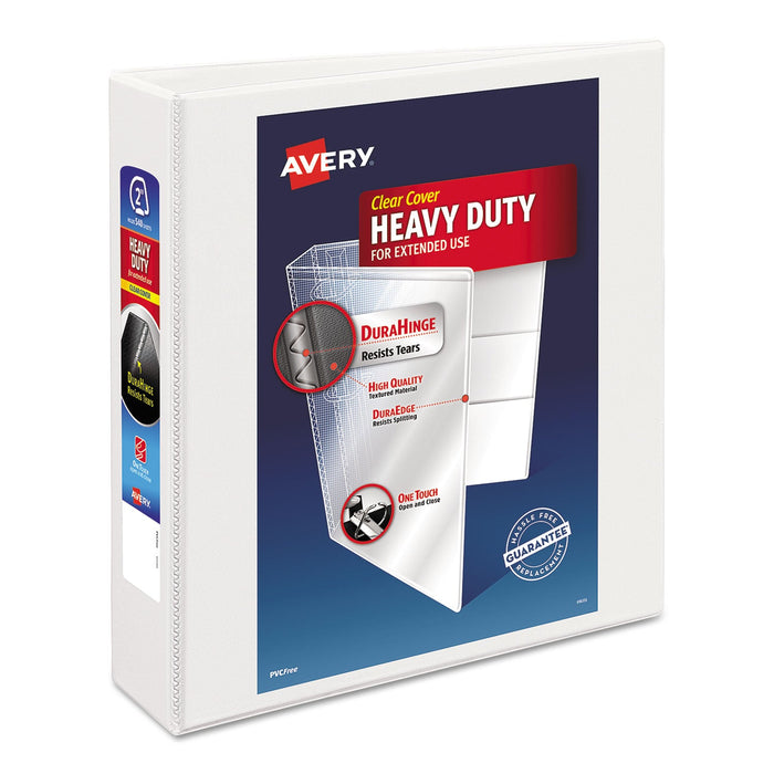 Avery Heavy-Duty Non Stick View Binder with DuraHinge and Slant Rings, 3 Rings, 2" Capacity, 11 x 8.5, White, (5504)