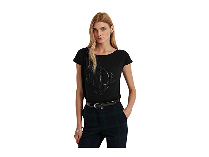 Lauren Ralph Lauren Sequined Art Deco Cotton-Blend Tee by Vanessa Jane