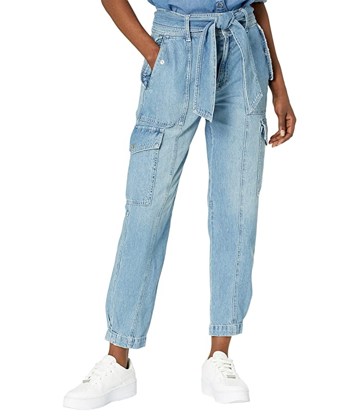 Ralph Lauren Womens Blue Denim Pocketed Tie Cargo Pants,Size 16 by Vanessa Jane