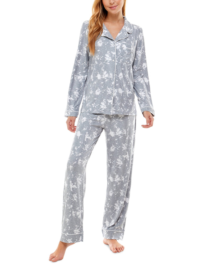 Roudelain Printed Notch-Collar Top & Pants Pajama Set by Vanessa Jane
