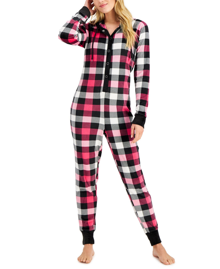 Jenni Hooded Velour One Piece Unionsuit Pajamas, Size XL by Vanessa Jane