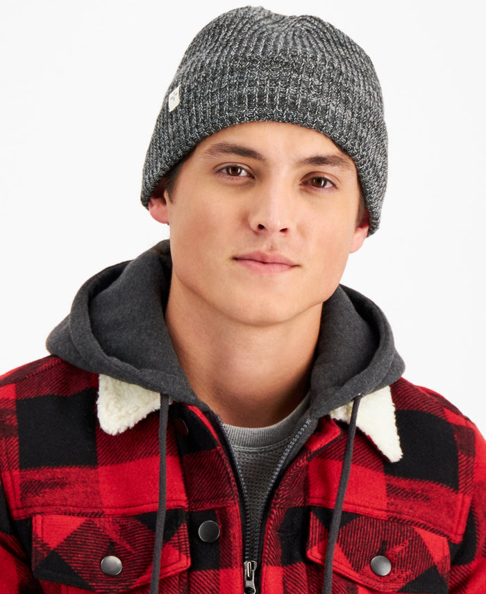 Sun + Stone Mens Solid Logo Knit Cuffed Beanie by Vanessa Jane