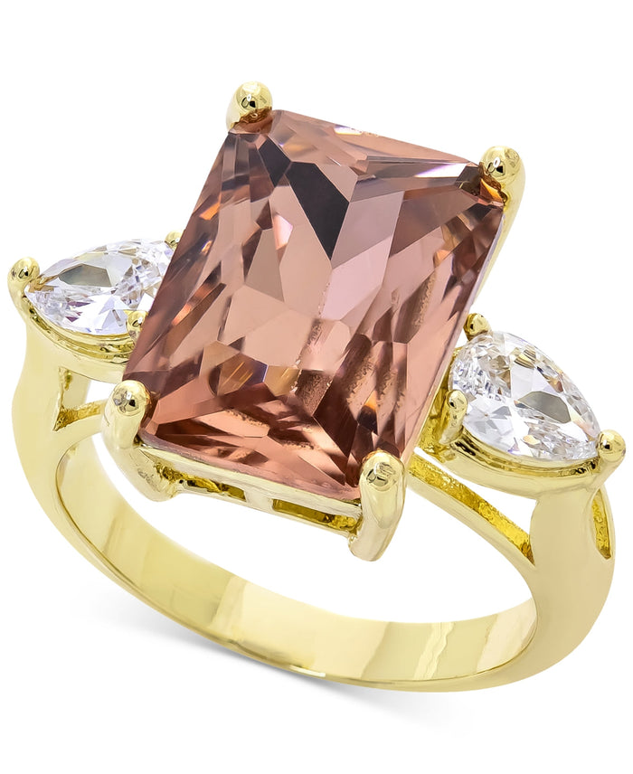 Charter Club Emerald Cut Crystal Ring in Plate Gold, Size 11 by Vanessa Jane