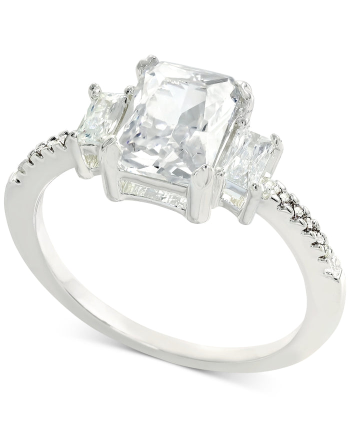 Charter Club Silver-Tone Crystal Triple-Stone Ring, Size 5/Silver by Vanessa Jane