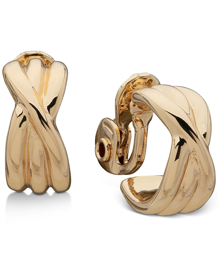 Anne Klein Cairo Gold-Tone Braided C Hoop Clip Earrings by Vanessa Jane