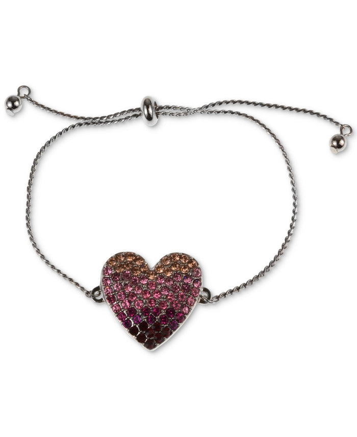 Holiday Lane Ombre Stone Heart Slider Bracelet, Silver by Vanessa Jane
