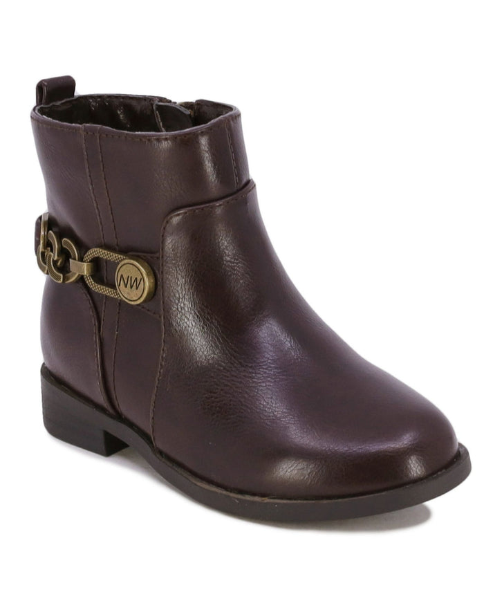 Nine West Toddler Girls Lil Amara Bootie – Brown, Size 5T by Vanessa Jane